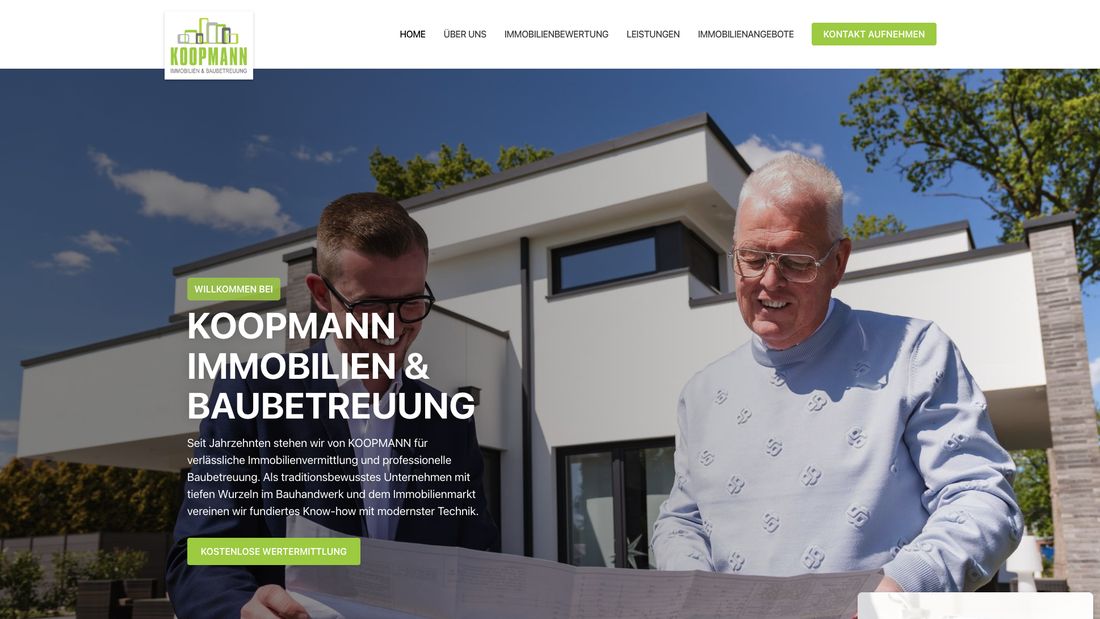 Website Koopmann Immobilien & Baubetreuung