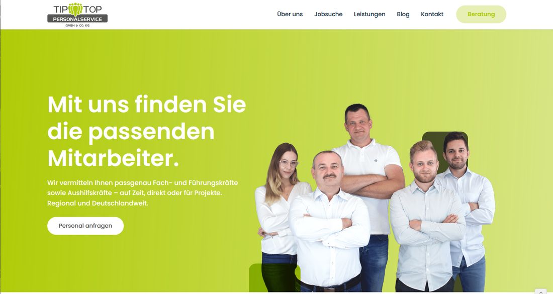 Website TipTop Personalservice
